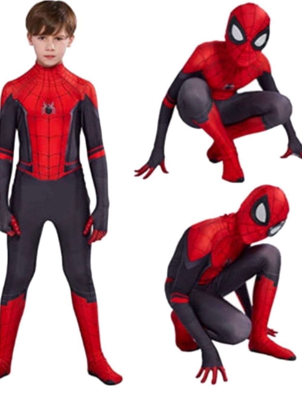 NWT Toddler/Child SpiderMan Costume Cosplay One Piece Jumpsuit Face Mask - 3/4T